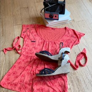 Esprit top Fitted Tie-back Coral Dandelion